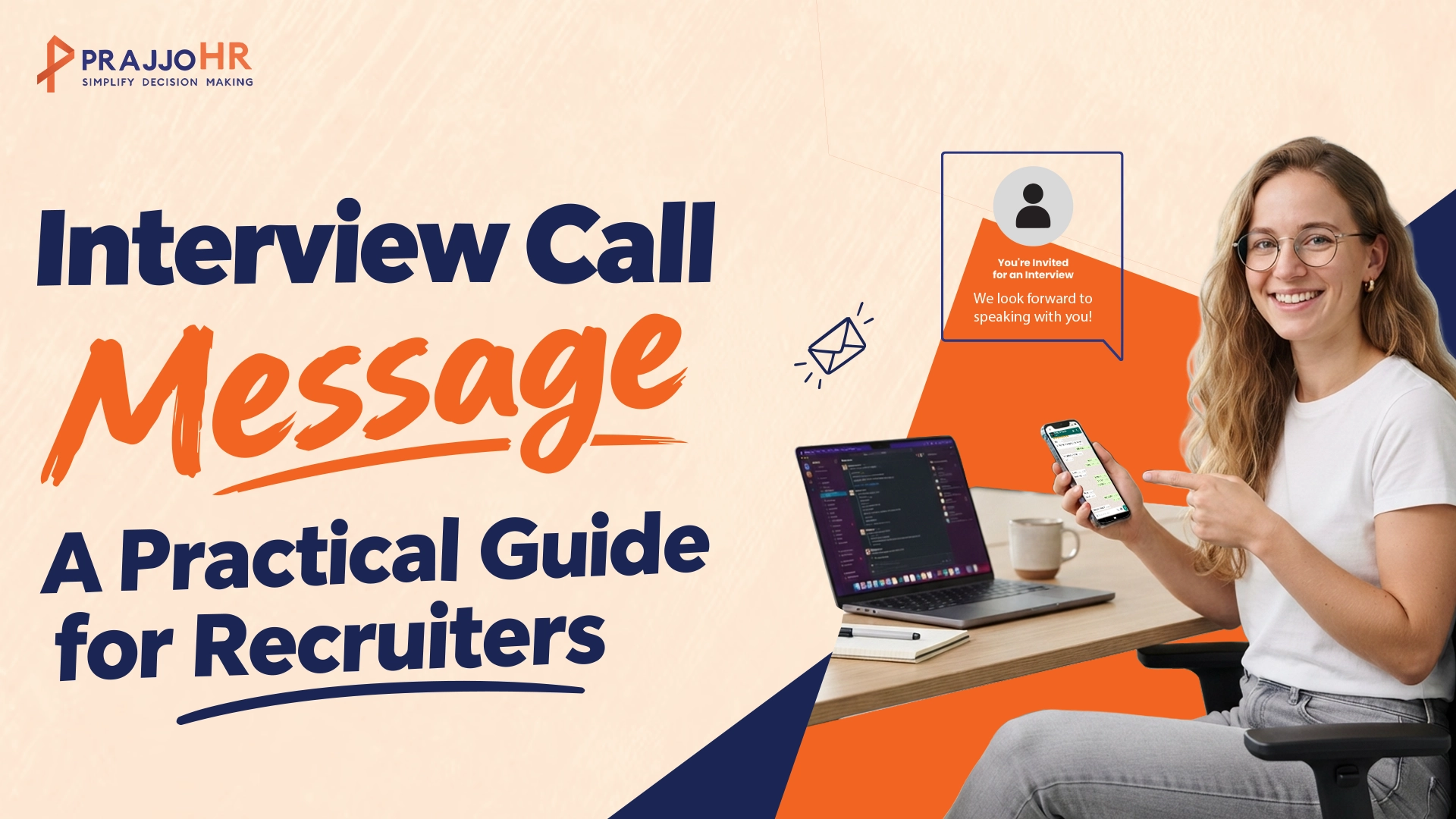Interview call message guide for recruiters with Prajjo HR branding and an interview invitation notification.